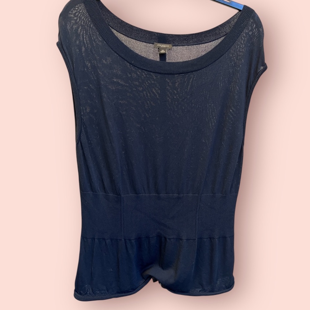 Ann Taylor Navy Bodysuit Top